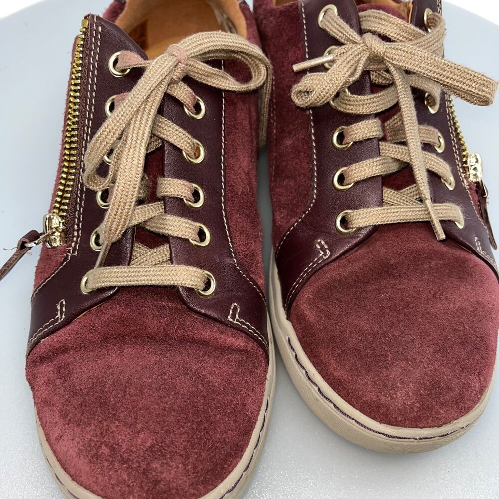 CLARKS NALLE LACE (WOMEN'S) - BURGUNDY LEATHER UPOER SIDE ZIP SHOE SIZE 6